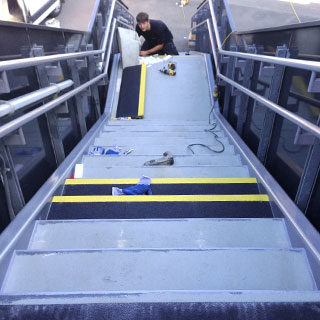 School stairway installation in progress.
